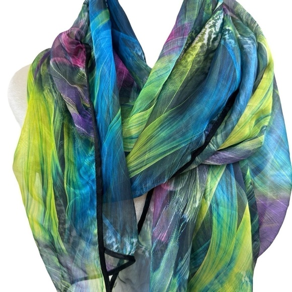 Huge Lightweight Tropical Flowy Scarf Wrap Beach Coverup - Picture 3 of 6